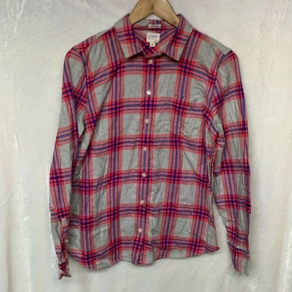 J Crew Boy Fit Plaid Flannel Shirt - Picture 1 of 7